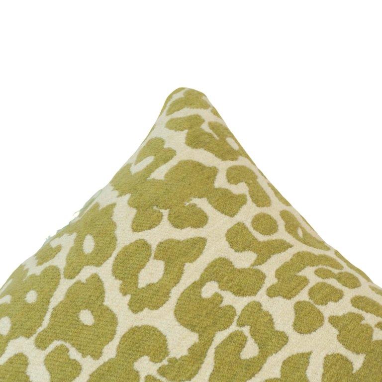 Olive Leopard Jacquard Cushion Cover – 45x45 cm | Textured Woven Decorative Pillow Cover - Bulk manufacturer & supplier from Panipat, India