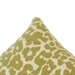 Olive Leopard Jacquard Cushion Cover – 45x45 cm | Textured Woven Decorative Pillow Cover