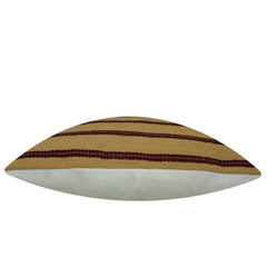 Handwoven Cotton Striped Cushion Cover 45x45 cm | Beige & Brown Woven Decorative Throw Pillow Cover | Hidden Zipper | Modern Rustic Home Décor