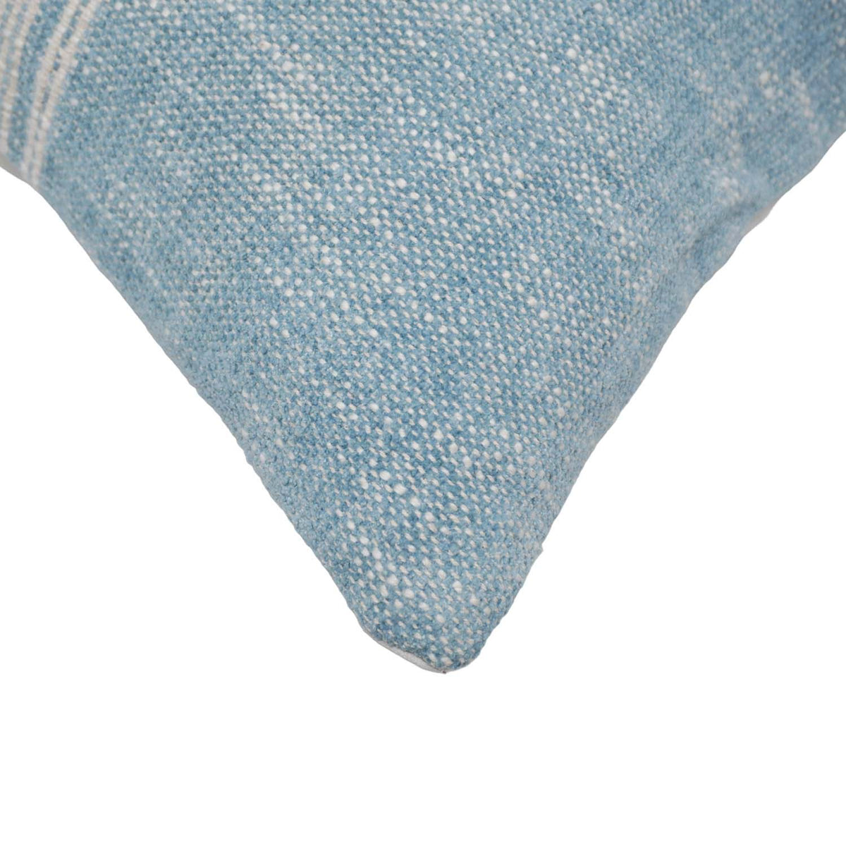 Handmade Woven Cotton Cushion Cover 45x45 cm | Blue with White Center Stripe | Farmhouse Decorative Throw Pillow Cover | Hidden Zipper | Sofa & Bed Cushion Cover - Bulk manufacturer & supplier from Panipat, India