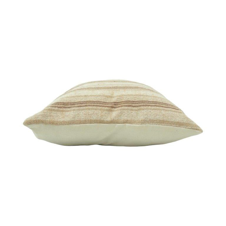 Handmade Striped Cotton Cushion Cover 45x45 cm | Neutral Woven Throw Pillow Cover | Beige Boho Decorative Cushion - Bulk manufacturer & supplier from Panipat, India