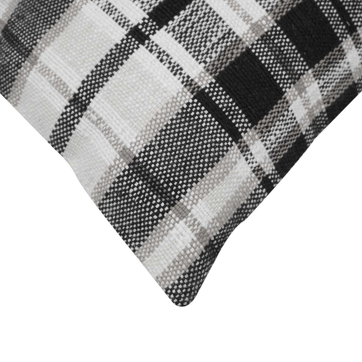 Handwoven Black & White Plaid Cushion Cover 45 x 45 cm | Checkered Woven Cushion Cover