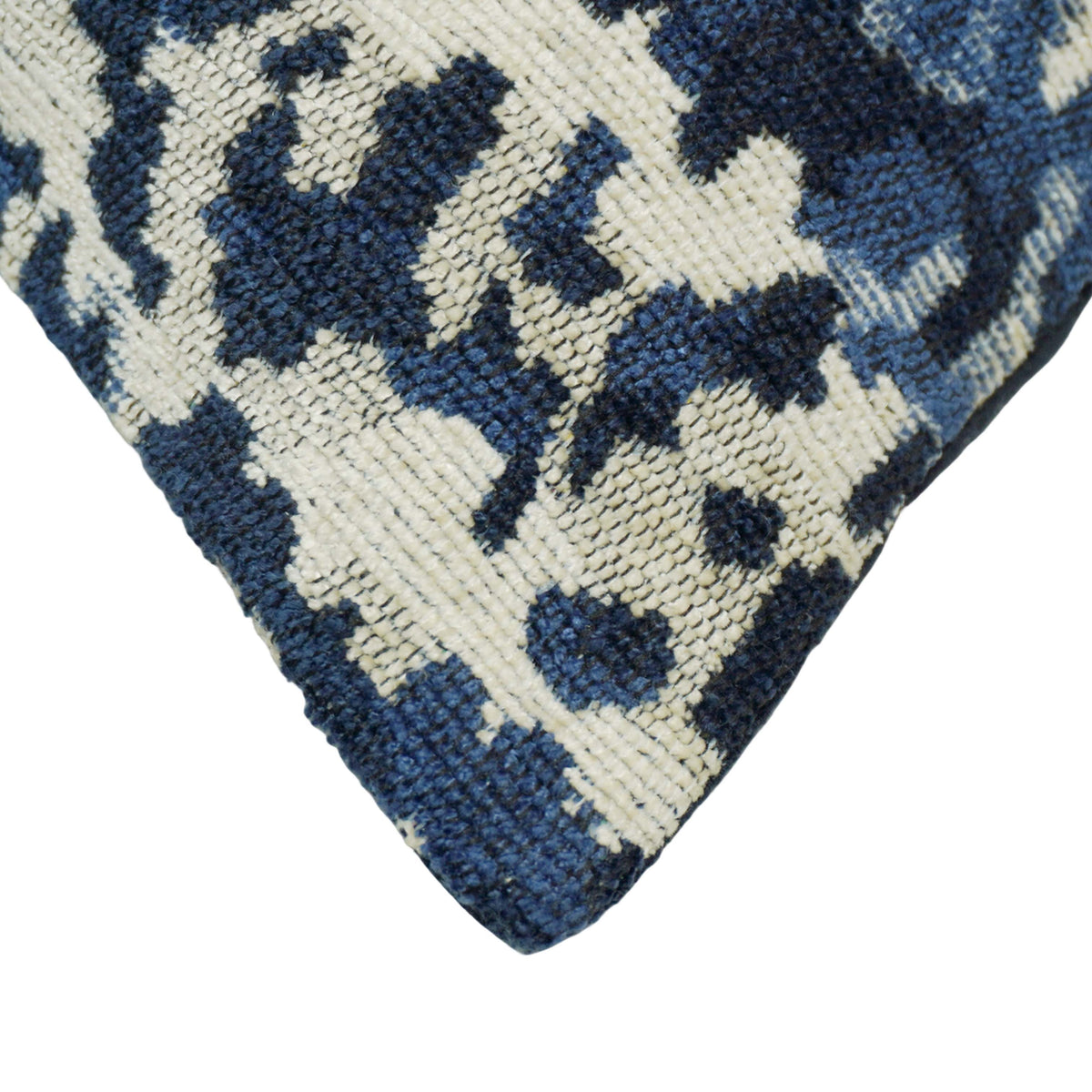 Handwoven Jacquard Cushion Cover – Abstract Navy Blue & Ivory Pattern | 45 x 45 cm