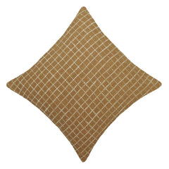 Handwoven Cotton Cushion Cover 45x45 cm | Brown & Ivory Grid Pattern | Textured Woven Decorative Pillow Cover | Hidden Zip | Modern Boho Home Décor