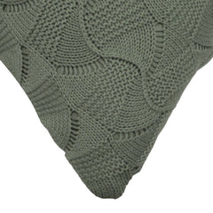 Knitted Olive Green Leaf Pattern Cushion Cover | Textured Decorative Cushion Cover 45 x 45 cm