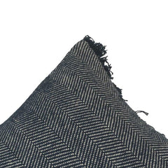 Handmade Cotton Herringbone Cushion Cover with Fringes – Black & White | 45x45 cm