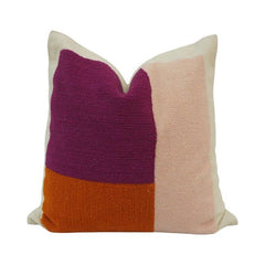 Abstract Embroidered Cotton Cushion Cover 45x45 cm | Modern Textured Decorative Pillow Cover in Plum, Blush & Rust