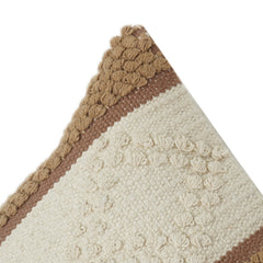 Handwoven Cotton Cushion Cover with Textured Tufted Geometric Pattern | Brown & Ivory | 18x18 Inch Decorative Pillow Case