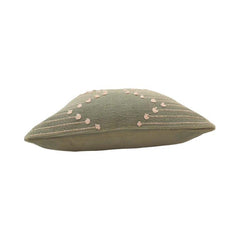 Handmade Sage Green Cotton Cushion Cover with Textured Dot Embroidery | 45x45 cm Decorative Throw Pillow Cover