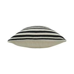 Handmade Black & White Cotton Cushion Cover | Woven Striped & Dotted Design | 45x45 cm Decorative Pillow Cover