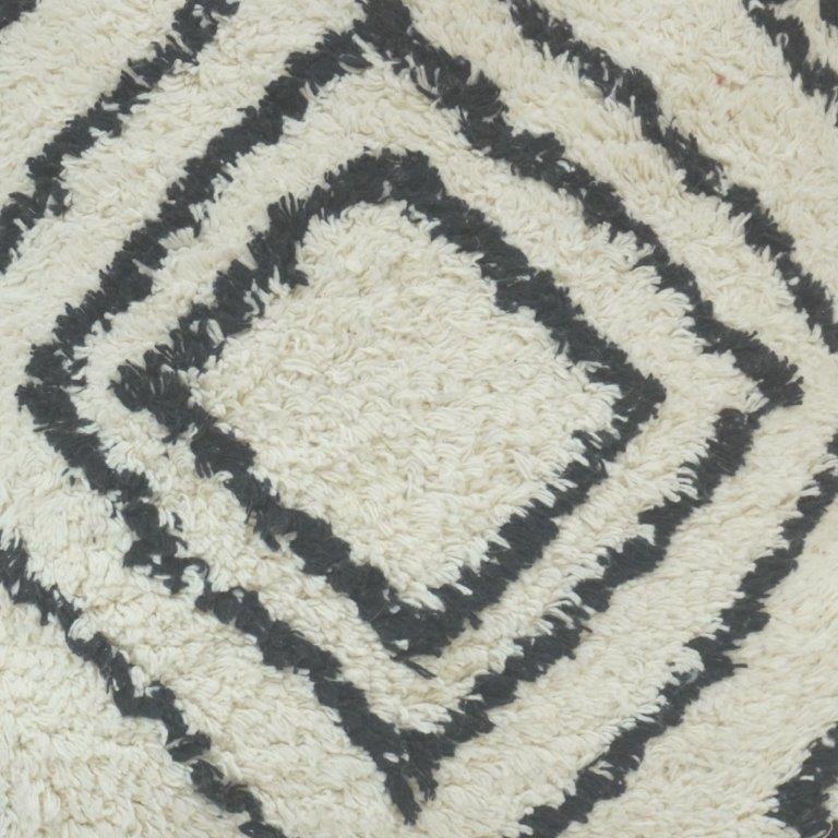 Tufted Geometric Cotton Cushion Cover | Black & White Diamond Pattern | 45x45 cm - Bulk manufacturer & supplier from Panipat, India