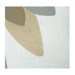 Kissenbezug aus Baumwolle mit abstrakter Blattstickerei | Dekokissen in neutralem Beige & Grau | 45x45 cm Sofakissenbezug