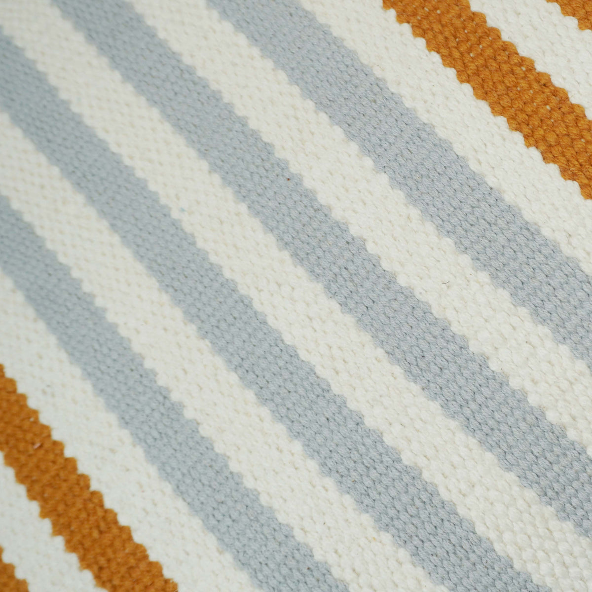 Handwoven Striped Cushion Cover 45x45 cm – Mustard, White & Grey