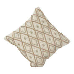 Beige Diamant Bestickter Kissenbezug aus Baumwolle | Texturiertes Geometrisches Muster | Neutrale Boho-Deko | 45x45 cm