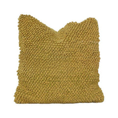 Senfgelber Baumwoll-Kissenbezug mit Fransen | Strukturiertes Schlaufen-Design | Modern-Boho Akzent-Kissenbezug | 45x45 cm