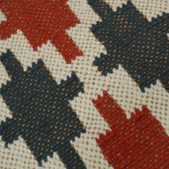 Handwoven Geometric Tribal Cushion Cover – Olive Green, Rust & Navy – 45 x 45 cm