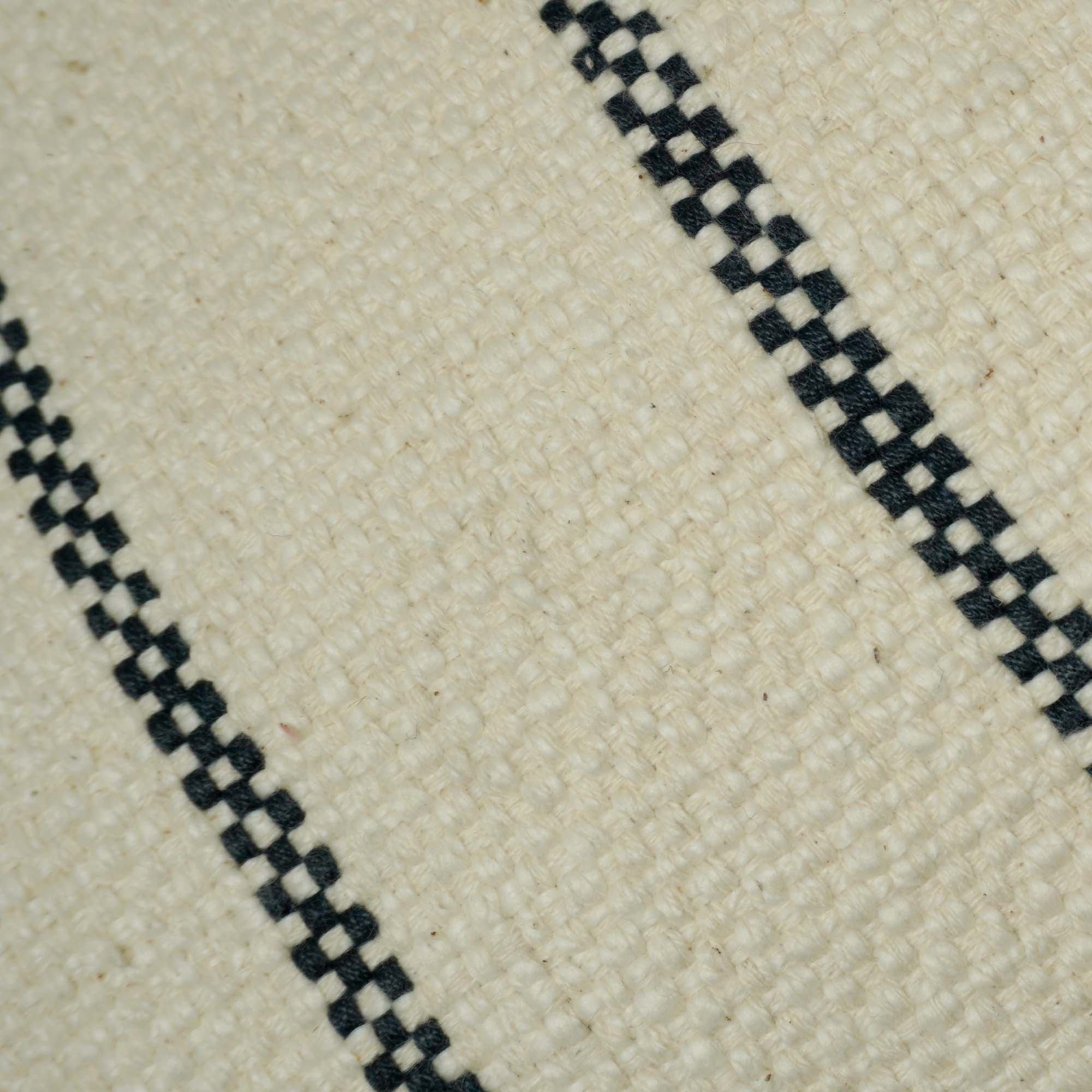Handwoven Cotton Striped Cushion Cover 45x45 cm | Ivory & Black Woven Throw Pillow Cover | Modern Farmhouse & Minimalist Home Décor | Hidden Zip | 100% Cotton