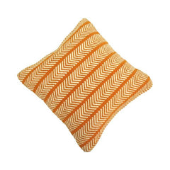 Handmade Cotton Herringbone Cushion Cover 45x45 cm | Mustard & Ivory Woven Decorative Pillow Cover