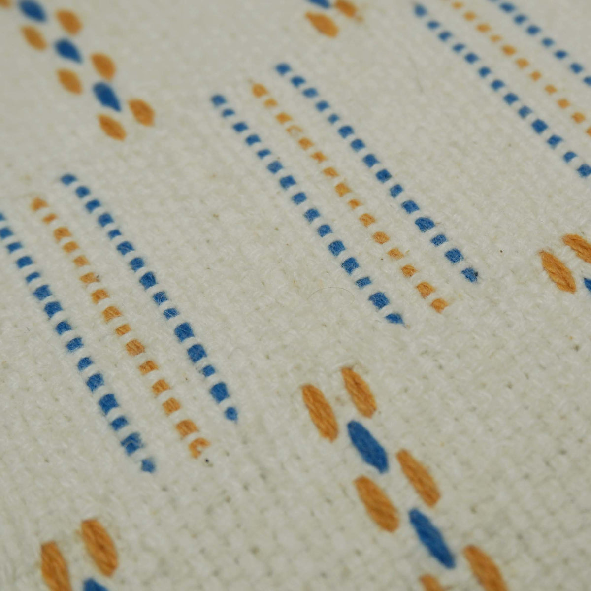 Handwoven Cotton Cushion Cover 45x45 cm | Ivory Decorative Throw Pillow Cover with Blue & Mustard Woven Stripe Pattern | Modern Boho Sofa Cushion Cover | Hidden Zipper