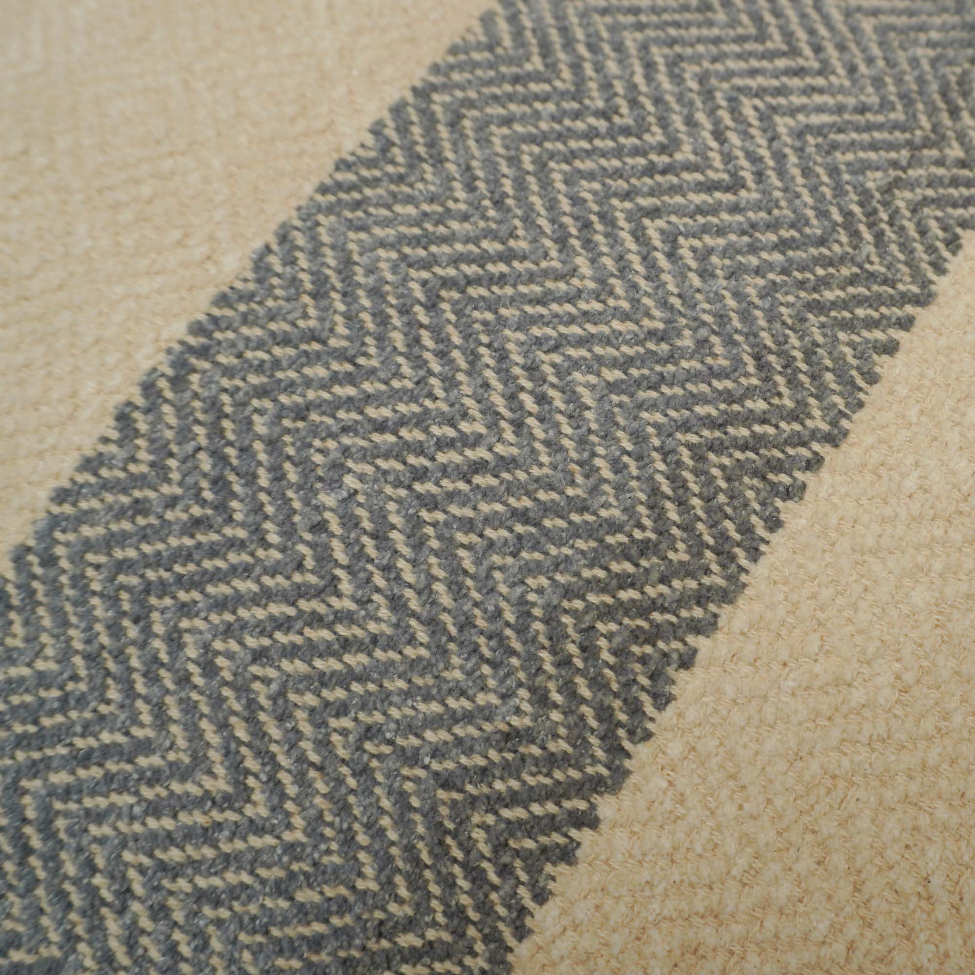 Handwoven Cotton Cushion Cover 45x45 cm – Ivory & Grey Textured Stripe Design | Soft Decorative Throw Pillow Cover with Concealed Zip