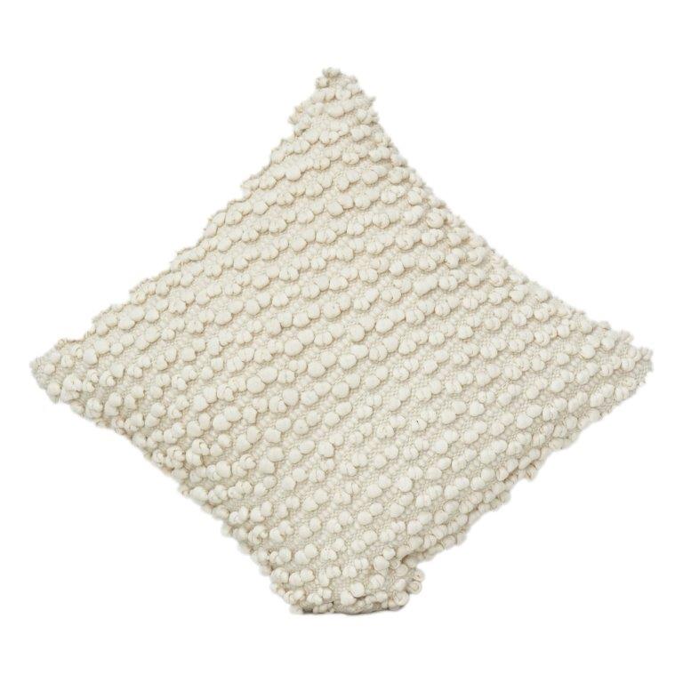Cotton Chindi Textured Cushion Cover – Handwoven Off-White Boho Pillow Cover 45x45 cm