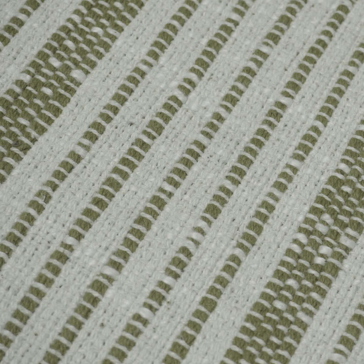 Handwoven Cotton Cushion Cover – Sage Green & Ivory Striped Textured Design, 45 x 45 cm