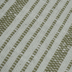 Handwoven Cotton Cushion Cover – Sage Green & Ivory Striped Textured Design, 45 x 45 cm