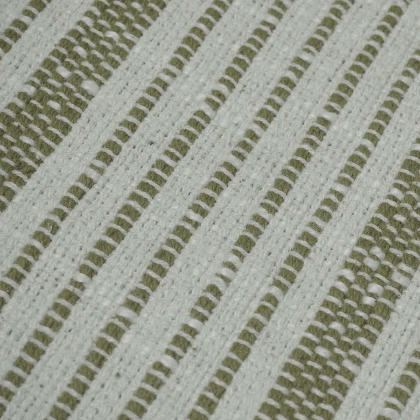 Handwoven Cotton Cushion Cover – Sage Green & Ivory Striped Textured Design, 45 x 45 cm