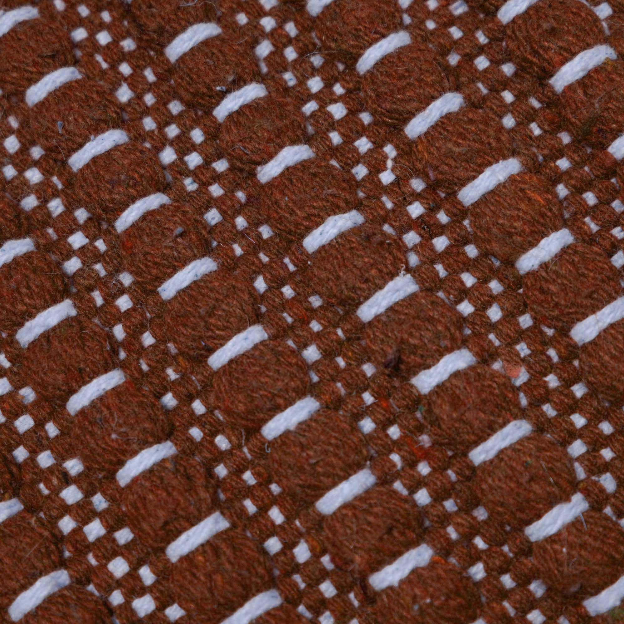 Handwoven Cotton Cushion Cover – Brown & Ivory Textured Striped Design, 45 x 45 cm