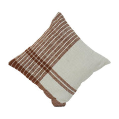 Rustic Brown Striped Cotton Cushion Cover | Handwoven Textured Throw Pillow Cover | Modern Minimalist Home Décor (18x18 Inch)