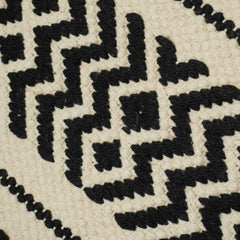 Handwoven Cotton Cushion Cover 45x45 cm | Black & Ivory Geometric Woven Throw Pillow Cover | Boho Farmhouse Decorative Cushion Cover with Concealed Zipper