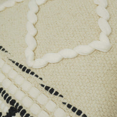 Handwoven Cream & Black Geometric Cotton Cushion Cover – Textured Boho Accent, 45 x 45 cm