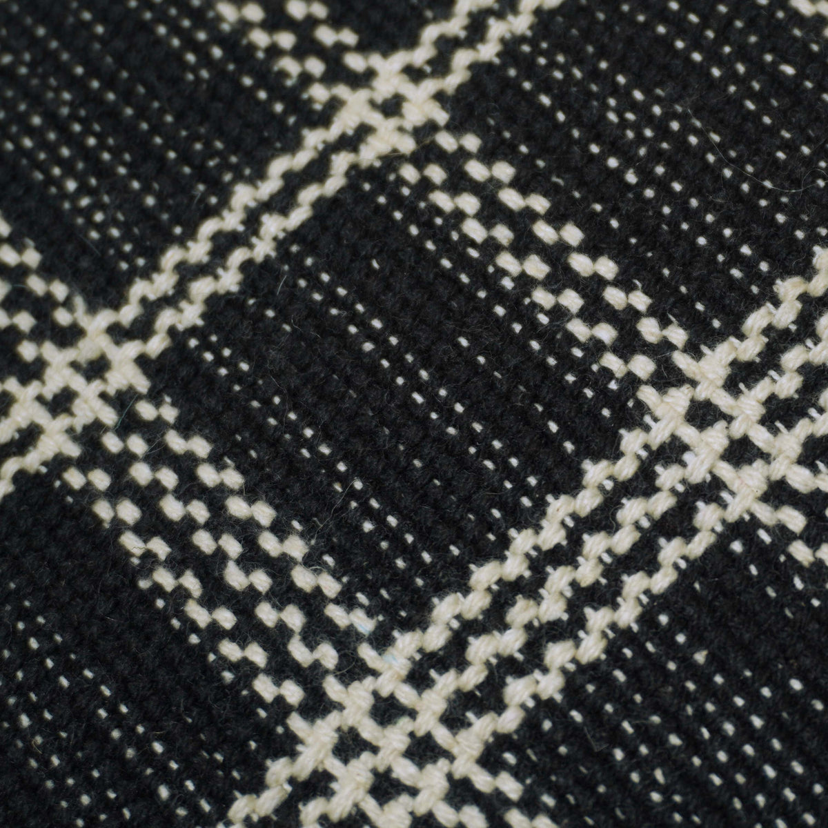 Handwoven Black & Ivory Checkered Cotton Cushion Cover – 45 x 45 cm | Woven Grid Pattern