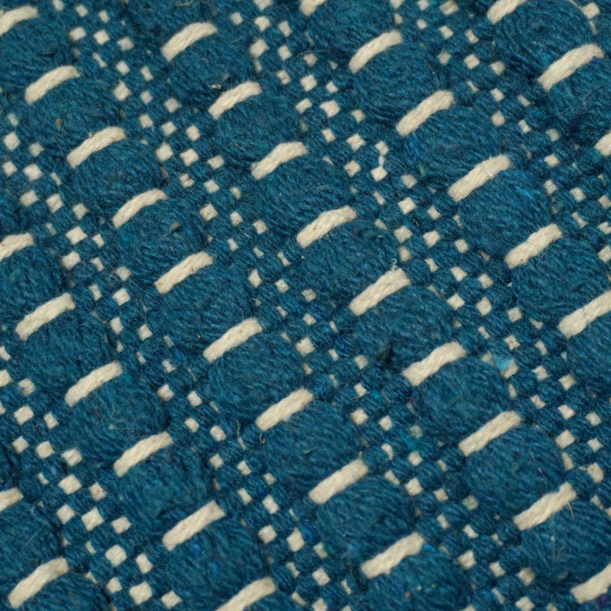 Handwoven Cotton Cushion Cover 45x45 cm | Textured Woven Stripe Design | Decorative Sofa Cushion Cover | Hidden Zip | Blue & Ivory | 18x18 Inch
