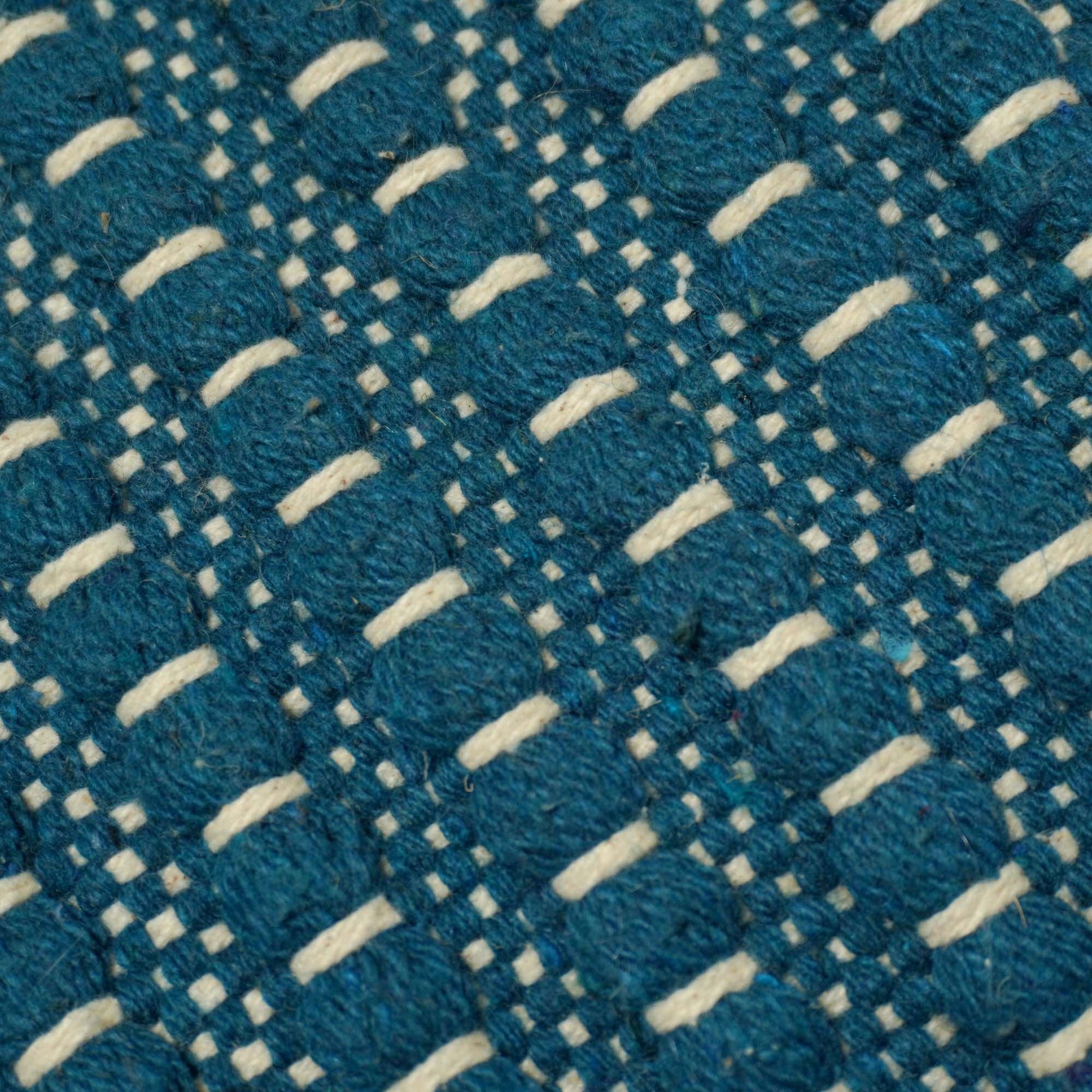 Handwoven Cotton Cushion Cover 45x45 cm | Textured Woven Stripe Design | Decorative Sofa Cushion Cover | Hidden Zip | Blue & Ivory | 18x18 Inch
