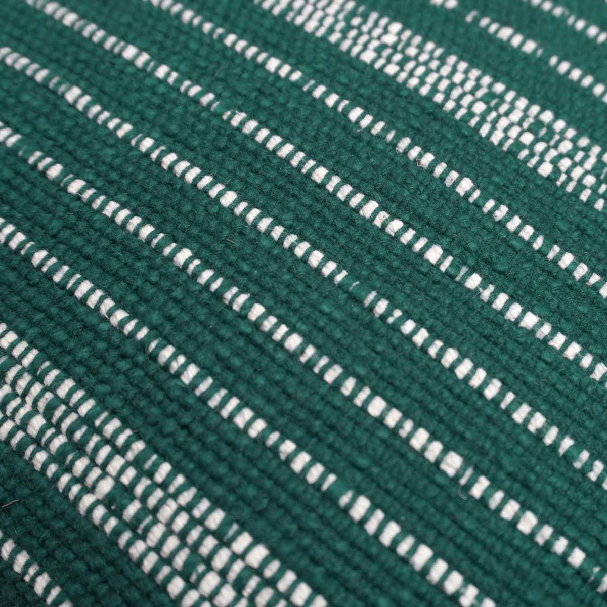 Handwoven Cotton Cushion Cover – Green & Ivory Textured Striped Design, 45 x 45 cm