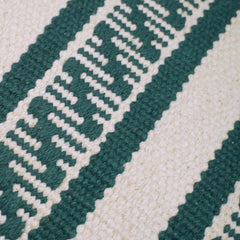 Teal and ivory geometric handwoven cotton cushion cover 45x45 cm
