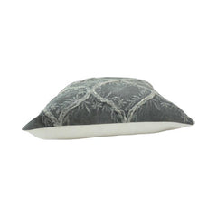 Velvet Trellis Embroidered Cushion Cover – Sage Grey | 45x45 cm Decorative Pillow Cover