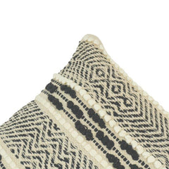 Handmade Black & White Woven Cotton Cushion Cover | Boho Textured Tribal Pillow Cover | 45x45 cm