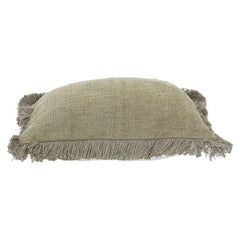 Housse de coussin en coton faite à la main avec bords à franges – 45x45 cm | Housse de coussin décorative texturée et minimaliste