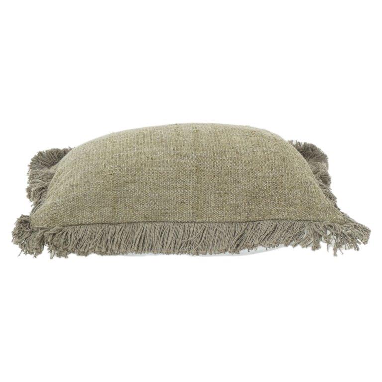 Handmade Cotton Cushion Cover with Fringe Edge – 45x45 cm | Textured Minimalist Throw Pillow Case