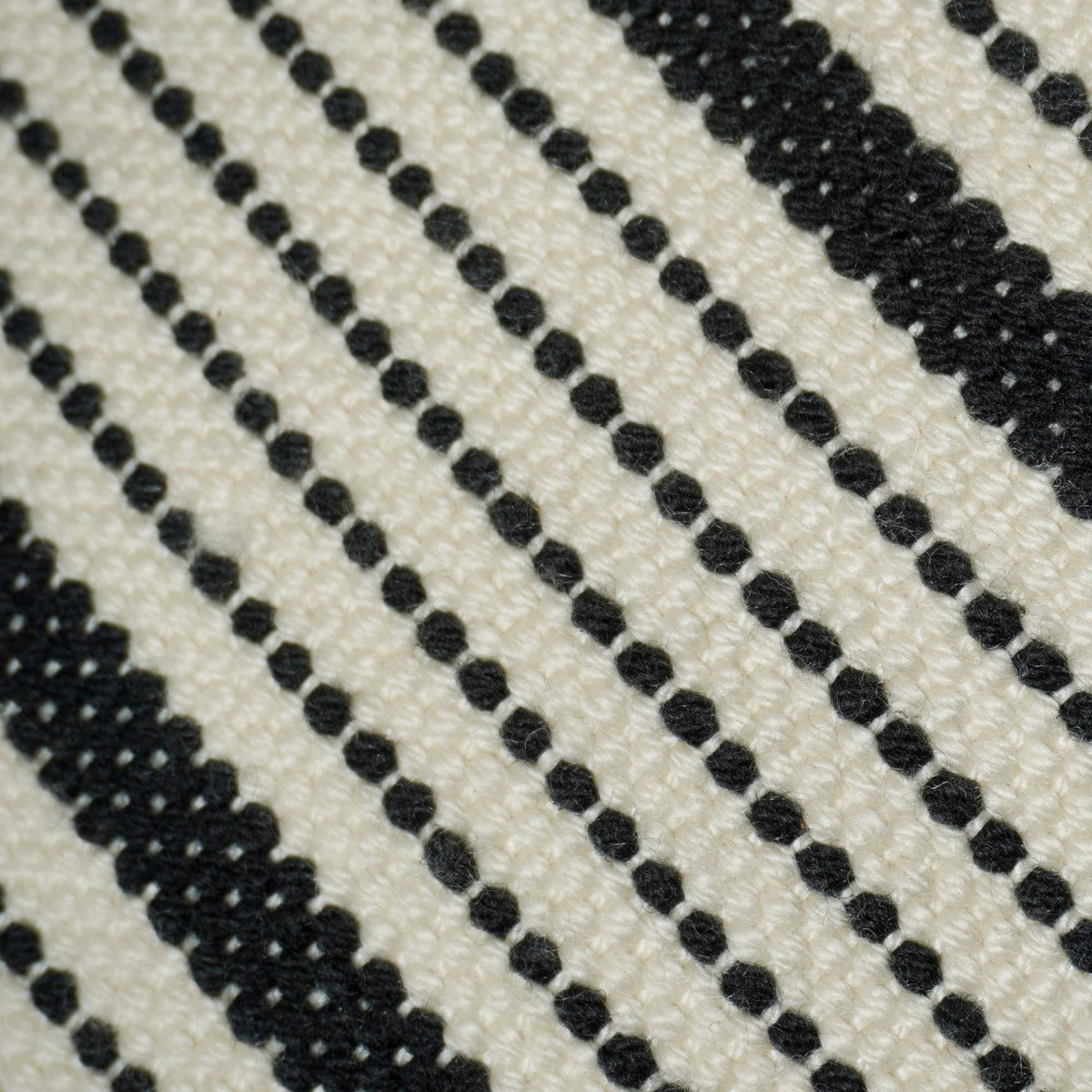 Handwoven Cotton Striped Cushion Cover 45x45 cm | Black & Ivory Woven Decorative Throw Pillow Cover | Modern Farmhouse & Scandinavian Home Décor