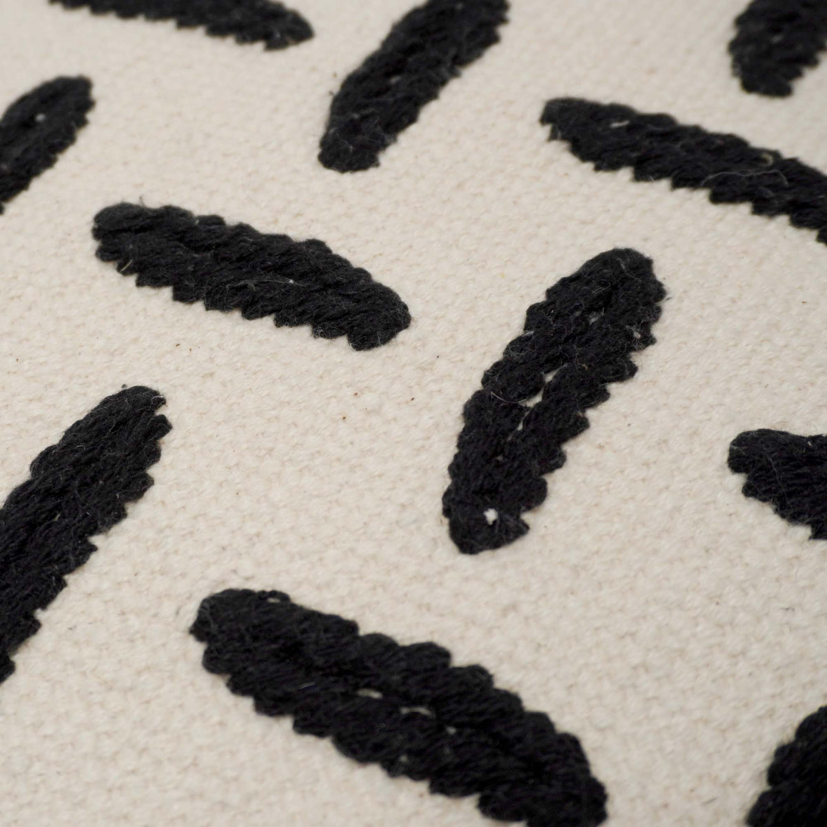 Handwoven Cotton Cushion Cover 45x45 cm | Black Abstract Dash Pattern | Modern Boho Decorative Throw Pillow Cover | Hidden Zipper | 100% Cotton - Bulk manufacturer & supplier from Panipat, India