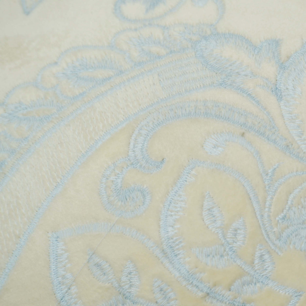Machine Embroidered Cream & Light Blue Ornamental Cushion Cover – 45 x 45 cm