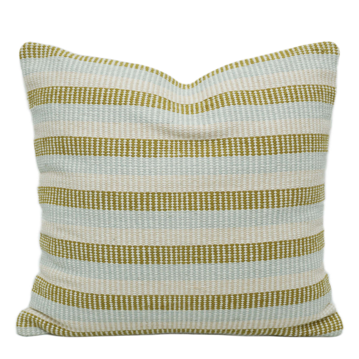 Handwoven Olive Green & Ivory Striped Cushion Cover – 45 x 45 cm