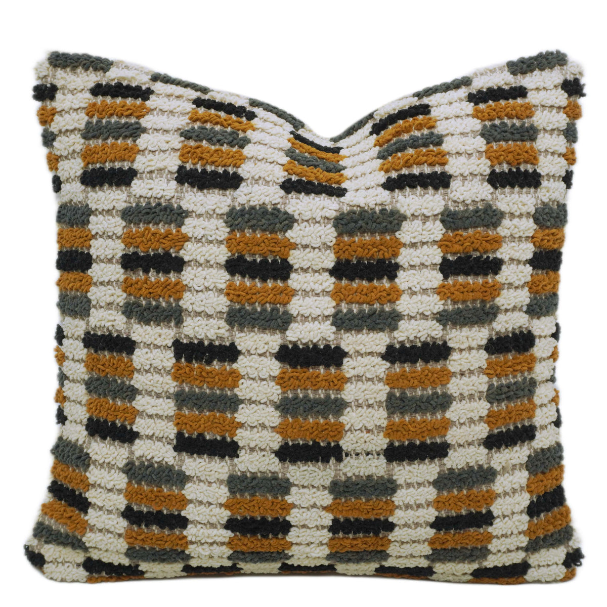 Handwoven Geometric Textured Cushion Cover – Multicolor Check Pattern, 45 x 45 cm