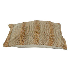 Handwoven Jute Cushion Cover with Textured Striped Design | Natural Rustic Decorative Pillow Cover | 18x18 Inch