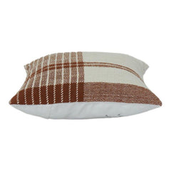 Rustic Brown Striped Cotton Cushion Cover | Handwoven Textured Throw Pillow Cover | Modern Minimalist Home Décor (18x18 Inch)
