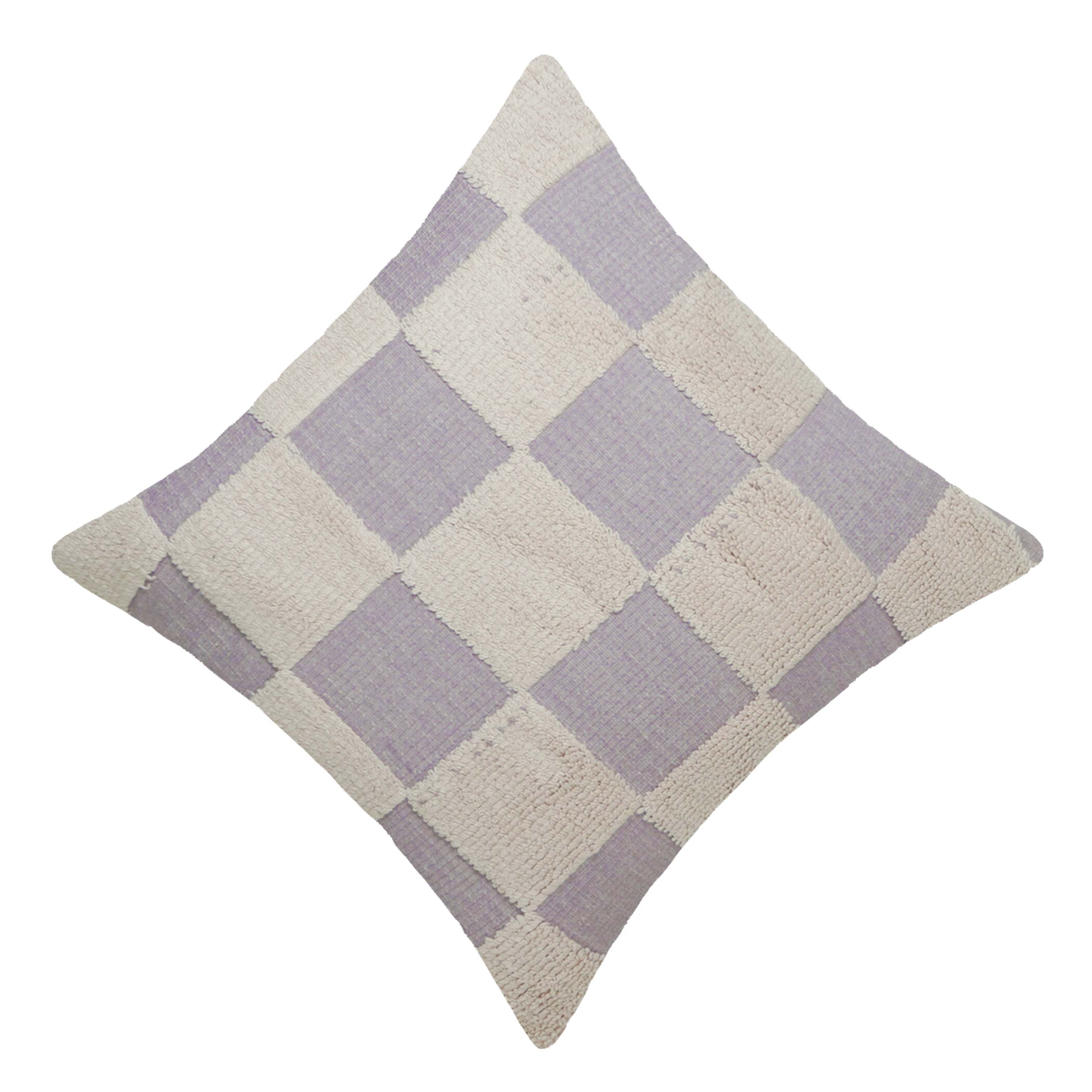 Machine Woven Cotton Checkered Cushion Cover 45x45 cm | Textured Tufted Checker Pattern | Soft Decorative Throw Pillow Cover with Hidden Zipper | Modern Living Room & Bedroom Décor