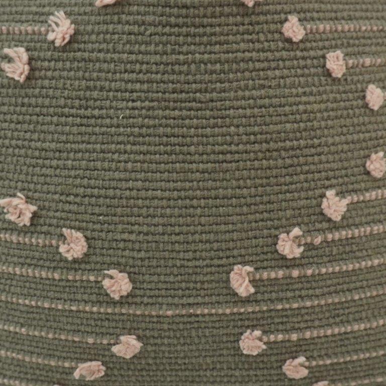 Handmade Sage Green Cotton Cushion Cover with Textured Dot Embroidery | 45x45 cm Decorative Throw Pillow Cover - Bulk manufacturer & supplier from Panipat, India